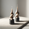 Sculptural Taper Candle Pair