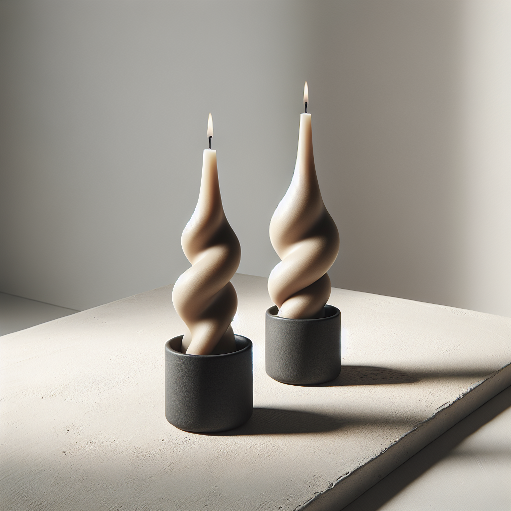 Sculptural Taper Candle Pair