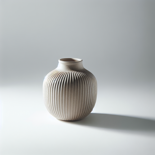 Ribbed Stoneware Vase — Medium
